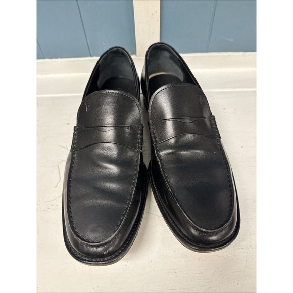 TODS Italy Men\'s Penny Loafer Size 8.5‎ Black Leather Driving Dress Shoe